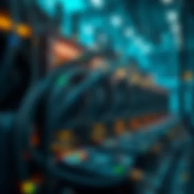 The Mining Process in Cryptocurrency Visual depiction of the mining process showcasing hardware and network connections