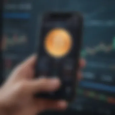 User interface of CoinMarketCap app showcasing cryptocurrency charts