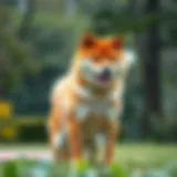 A majestic Shiba Inu posing in a park