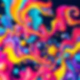 Vibrant Abstract Art on Digital Canvas A vibrant digital canvas showcasing abstract art