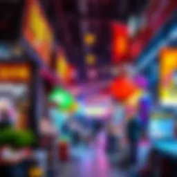 A visually striking digital artwork representation showcasing a vibrant NFT marketplace.