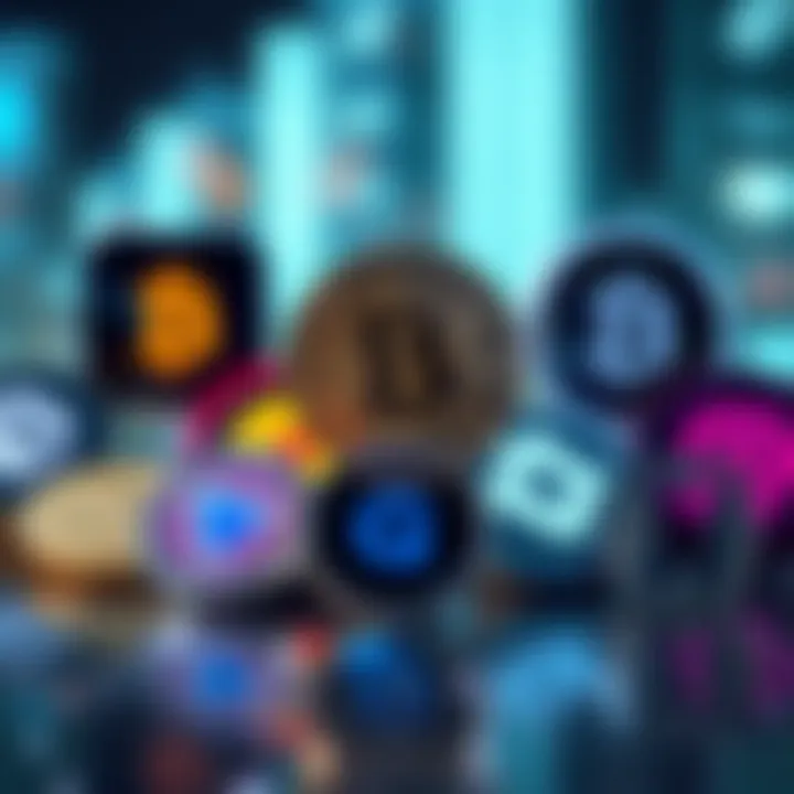 Logos of Emerging Cryptocurrencies Visual representation of various emerging cryptocurrencies showcasing their logos