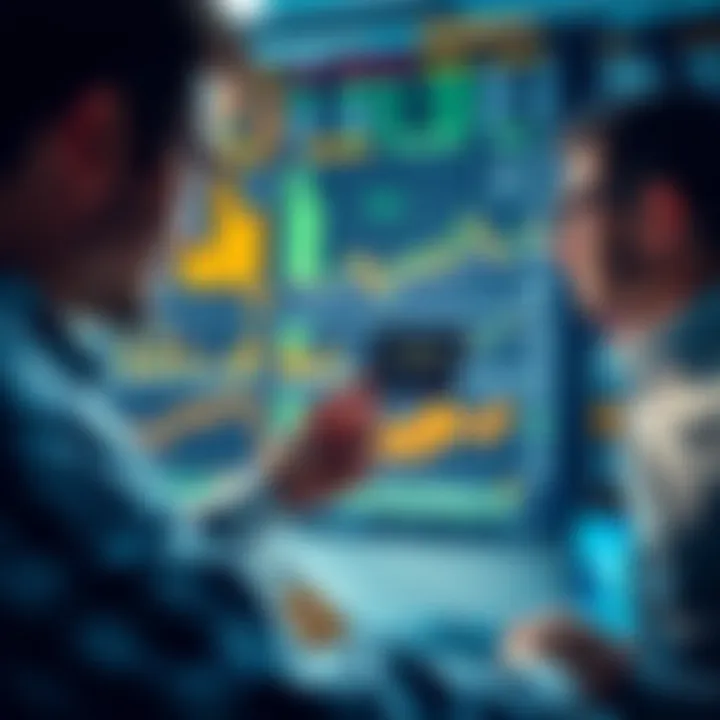 Investors reviewing performance metrics and graphs