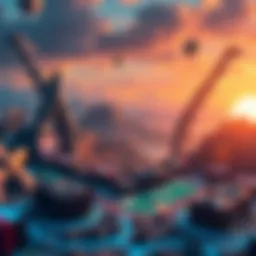 An overview of a digital landscape showcasing various crypto games