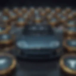 A futuristic representation of Tesla tokens in digital form