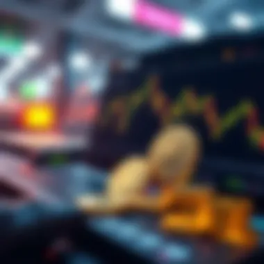 Trading Townstar Coins on Exchange Conceptual illustration of Townstar coins being traded on a cryptocurrency exchange.