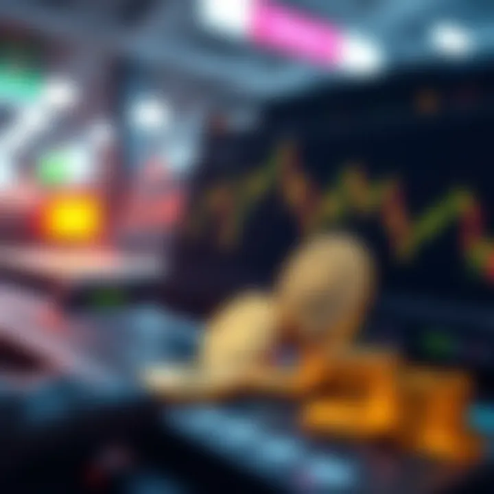 Trading Townstar Coins on Exchange Conceptual illustration of Townstar coins being traded on a cryptocurrency exchange.