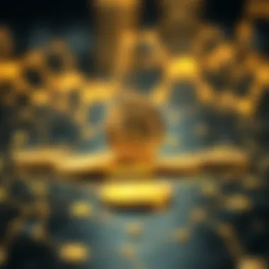 Stability Through Gold and Blockchain Technology A conceptual image depicting stability through gold and blockchain technology