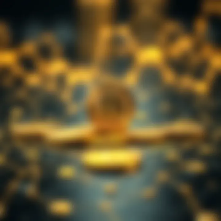 Stability Through Gold and Blockchain Technology A conceptual image depicting stability through gold and blockchain technology