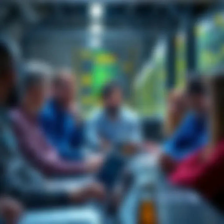 Continuous Learning in Cryptocurrency Mining Diverse group of cryptocurrency enthusiasts engaged in an educational session about mining strategies