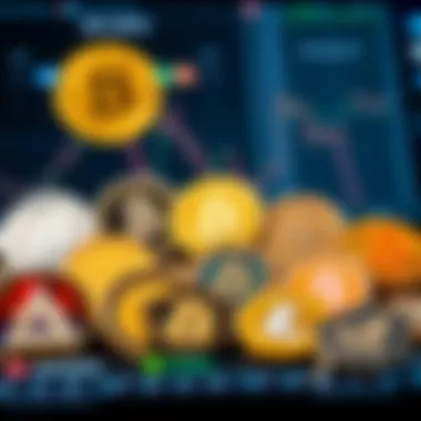 Showcasing Various Altcoins Diverse altcoins showcased on a digital interface