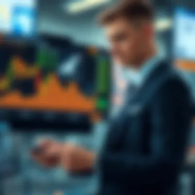 Investor Analyzing Market Trends An investor analyzing market trends on a digital device