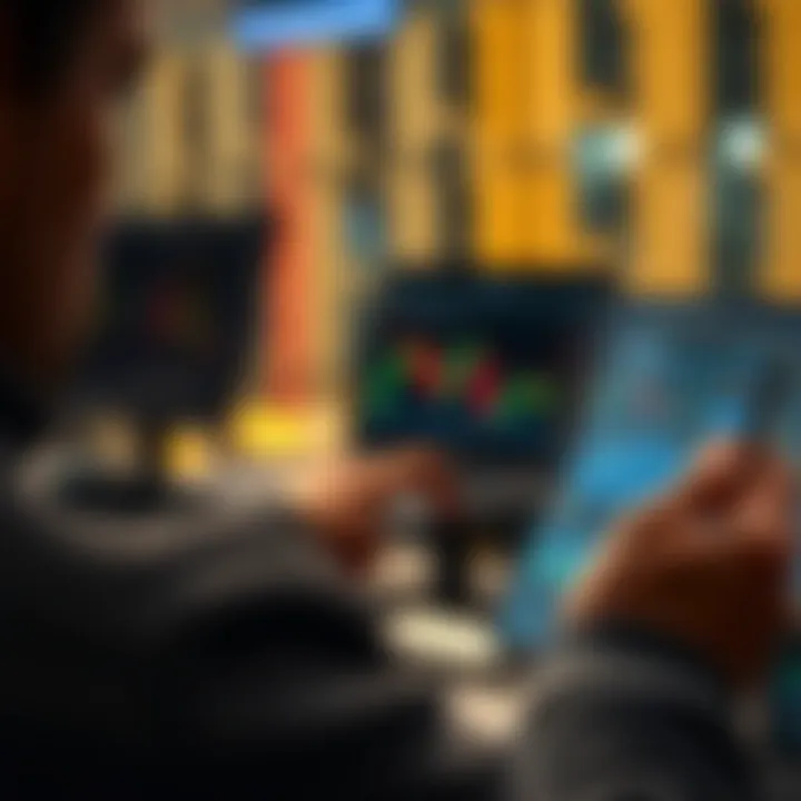 A person analyzing cryptocurrency charts on a mobile device