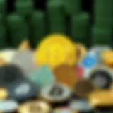 A diverse selection of cryptocurrency logos representing different digital currencies