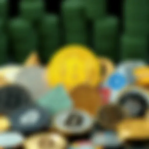 A diverse selection of cryptocurrency logos representing different digital currencies