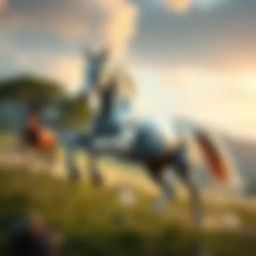 A digital representation of a majestic NFT horse galloping through a virtual landscape