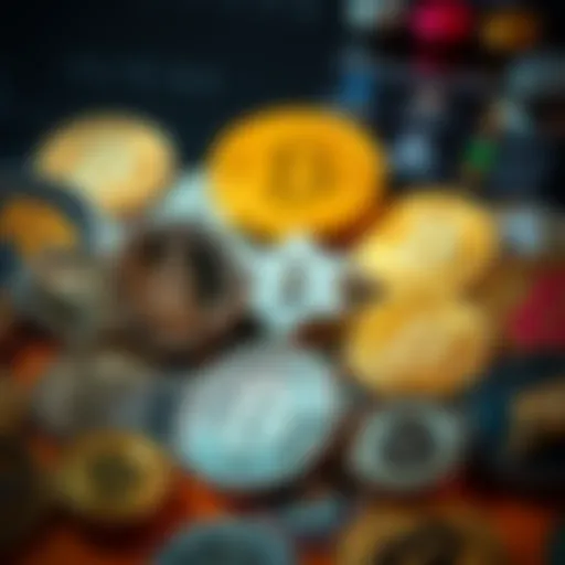 Diverse cryptocurrency symbols arranged creatively