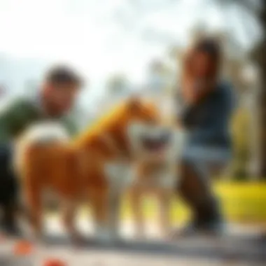 Family Bonding with Shiba Inu Family playing with a Shiba Inu in a park